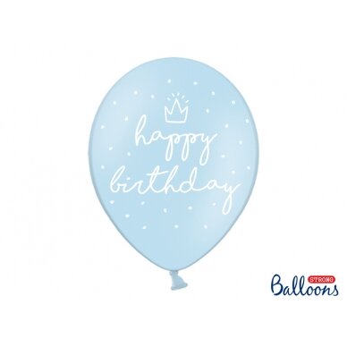 _Balionas "Happy birthday", žydros spalvos, 30cm