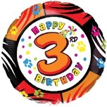 Balionas "Happy birthday 3", apvalus, 45cm