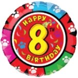 Balionas "Happy birthday 8", apvalus, 45cm