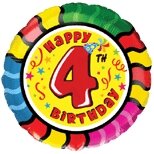 Balionas "Happy birthday 4", apvalus, 45cm