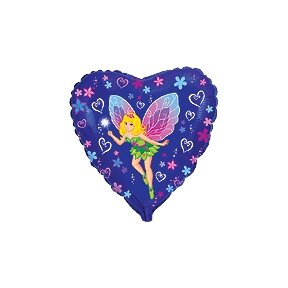 Balionas "Dantukų fėja", violet., širdies formos, 45cm