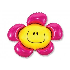 Balionas "Gėlė su šypsenėle", rožinė, 86cm