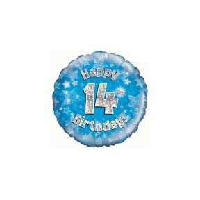 Balionas "Happy 14th birthday", su keturioliktuoju gimtadieniu, 45cm