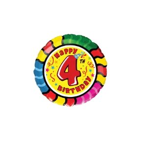 Balionas "Happy birthday 4", apvalus, 45cm