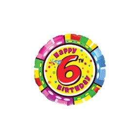 Balionas "Happy birthday 6", apvalus, 45cm