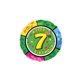 Balionas "Happy birthday 7", apvalus, 45cm