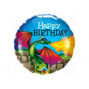 Balionas "Happy birthday", ryškiaspavis drakonas, 45cm