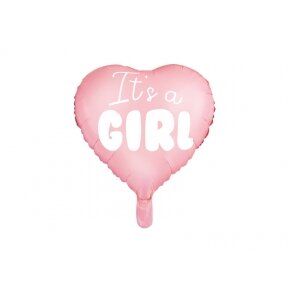 Balionas "It's a girl", širdies formos, 45cm