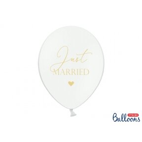 Balionas "Just married", balta/auksas, 30cm