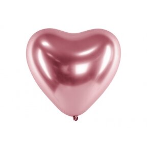 Balionas Širdis, su atspindžio efektu, varinis (rožinis auksas), 32 cm