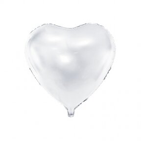 Balionas širdis, Valentinas, 61 cm, balta spalva