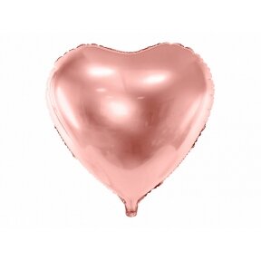 Balionas "Širdis", rožinio aukso, 61cm (vidutinio dydžio)