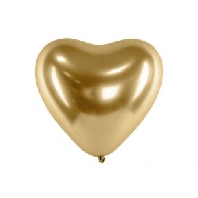 Balionas širdutė su atspindžio efektu, auksinis, 32 cm