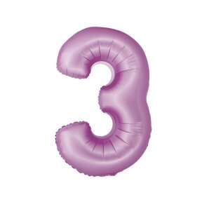 Balionas skaičius 3, 86 cm, violetinis