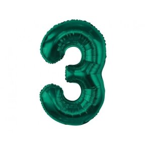 Balionas skaičius 3, sodriai žalios spalvos, 85 cm, 1 vnt.