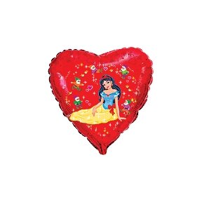 Balionas "Snieguolė su nykštukais ", raudonas, širdies formos, 45cm