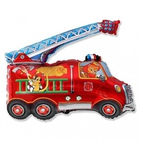 Balionas, tema Gaisrinė mašina, gaisrininkas 78cm x 78cm