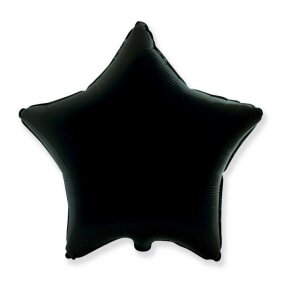 Balionas Žvaigždė,  45 cm, juodos spalvos su satino blizgesiu