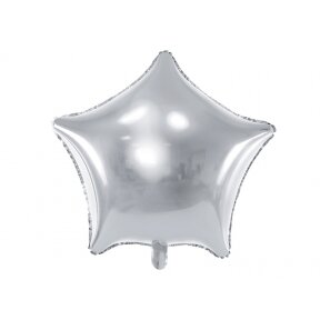 Balionas "Žvaigždė", blizgaus sidabro spalva, 45cm