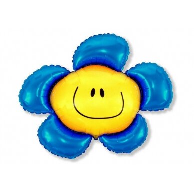 Balionas "Gėlė su šypsenėle", mėlyna, 86cm