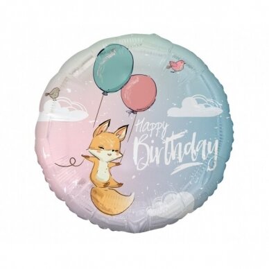 Balionas Happy birthday lapė su balionais (46 cm)