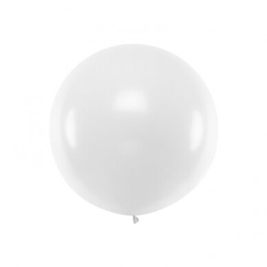 Balionas Jumbo Partydeco, 1 m, baltas (metalizuotas perlas)