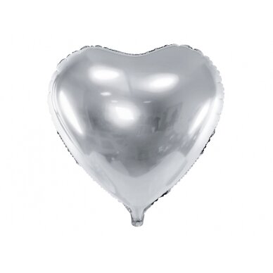 Balionas Širdis, sidabrinė blizgi , 45cm