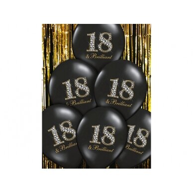 Balionų puokštė "18 briliantinis gimtadienis", juodos spalvos, 6vnt. latekso balionai