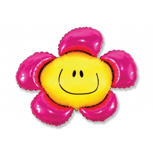 Balionas "Gėlė su šypsenėle", rožinė, 86cm