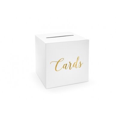 Dėžė vokams vestuvių/krikštynų proga, baltos spalvos, 24cm x 24cm x 24cm