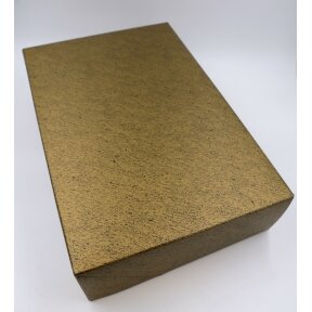 Dovanų dėžutė, matinio aukso su kalto metalo efektu, uždaromas viršus į šoną, stačiakampė, Italija. H14,5x59x39cm