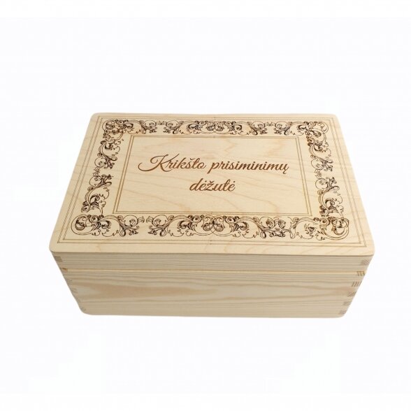 Krikšto dėžė iš medienos "Krikšto prisiminimų dėžutė", 35cm x 24cm