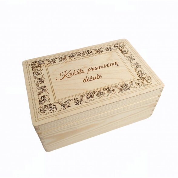 Krikšto dėžė iš medienos "Krikšto prisiminimų dėžutė", 35cm x 24cm 2