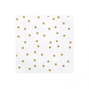 Servetėlės "Žvaigždutės", balta ir aukso spalva, 33сm x 33cm, 20vnt