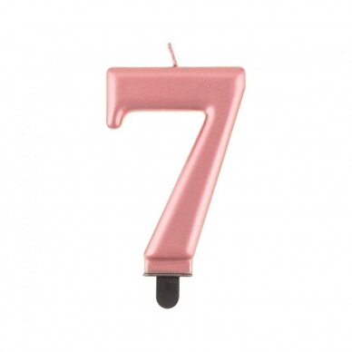 Torto žvakė skaičius 7, Beauty & Charm, rožinė metalik