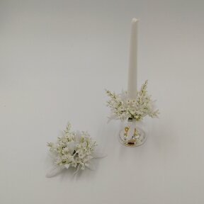 Vainikėlis žvakei, baltas, 11 cm