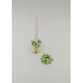 Vainikėlis žvakei, baltos spalvos su perlais, 7 cm