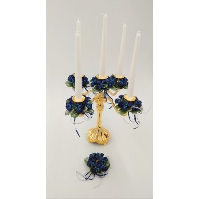 Vainikėlis žvakei, t. mėlynas su žėručiu, 11 cm