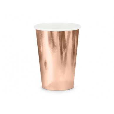 Vienkartinis puodelis, rožinio aukso/vario spalvos, 220ml, kompl./6vnt