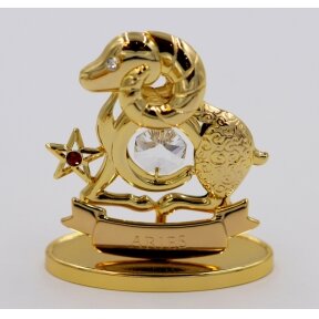Zodiako ženklas "Avinas", dengtas tikru auksu, su Swarowski akmenukais H8,5cmx6,5cm