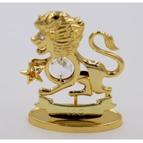 Zodiako ženklas "Liūtas", dengtas tikru auksu, su Swarowski akmenukais H8,5cmx6,5cm