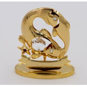 Zodiako ženklas "Žuvys", dengtas tikru auksu, su Swarowski akmenukais H8,5cmx6,5cm