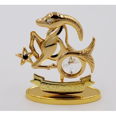 Zodiako ženklas "Ožiaragis", dengtas tikru auksu, su Swarowski akmenukais H8,5cmx6,5cm