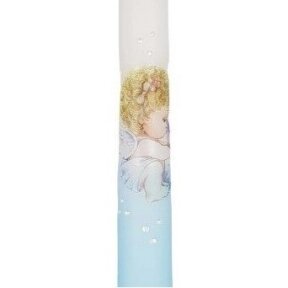 Žvakė krikštynoms "Angeliukas ant žydro debesies", 2,2cm x 30cm